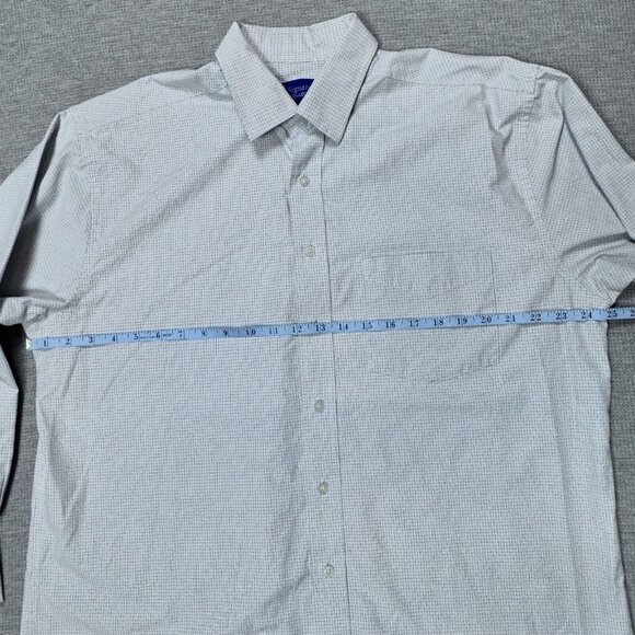 UDE Signature Collection Mens White Grid Button Up Shirt Long Sleeve Collared XL - Picture 8 of 12
